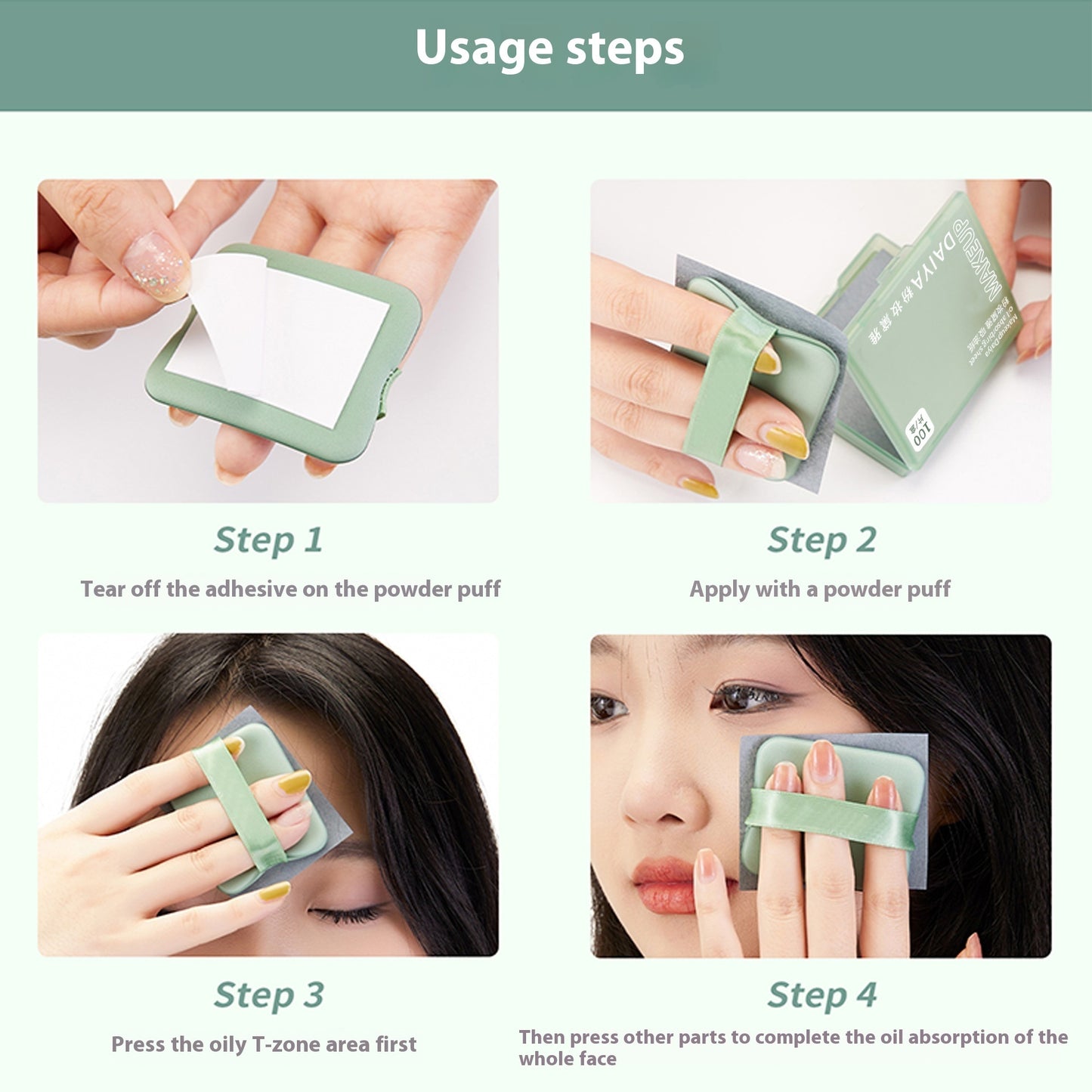 Puff Mirror Face Oil-absorbing Sheets Green Tea Linen