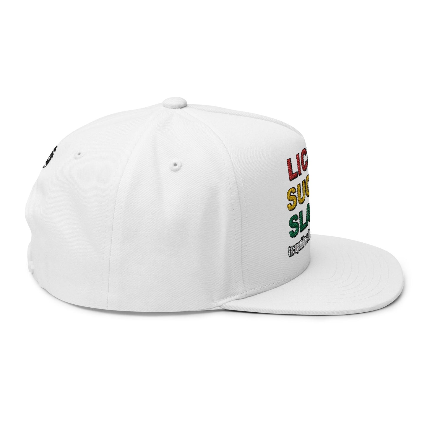LICK IT SUCK IT SLAM IT Embroidered Flat Bill Cap with Fun Slogan, Trendy Baseball Hat for Parties, Gift for Friends, Holiday Accessory, Cool Streetwear