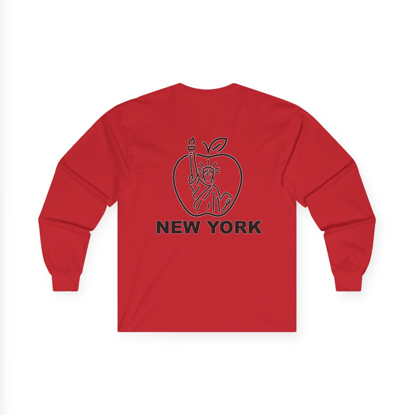 New York Apple Long Sleeve Tee, Unisex Cotton Shirt, NYC Apparel, Casual Wear, Gift for Travelers, Vintage Style
