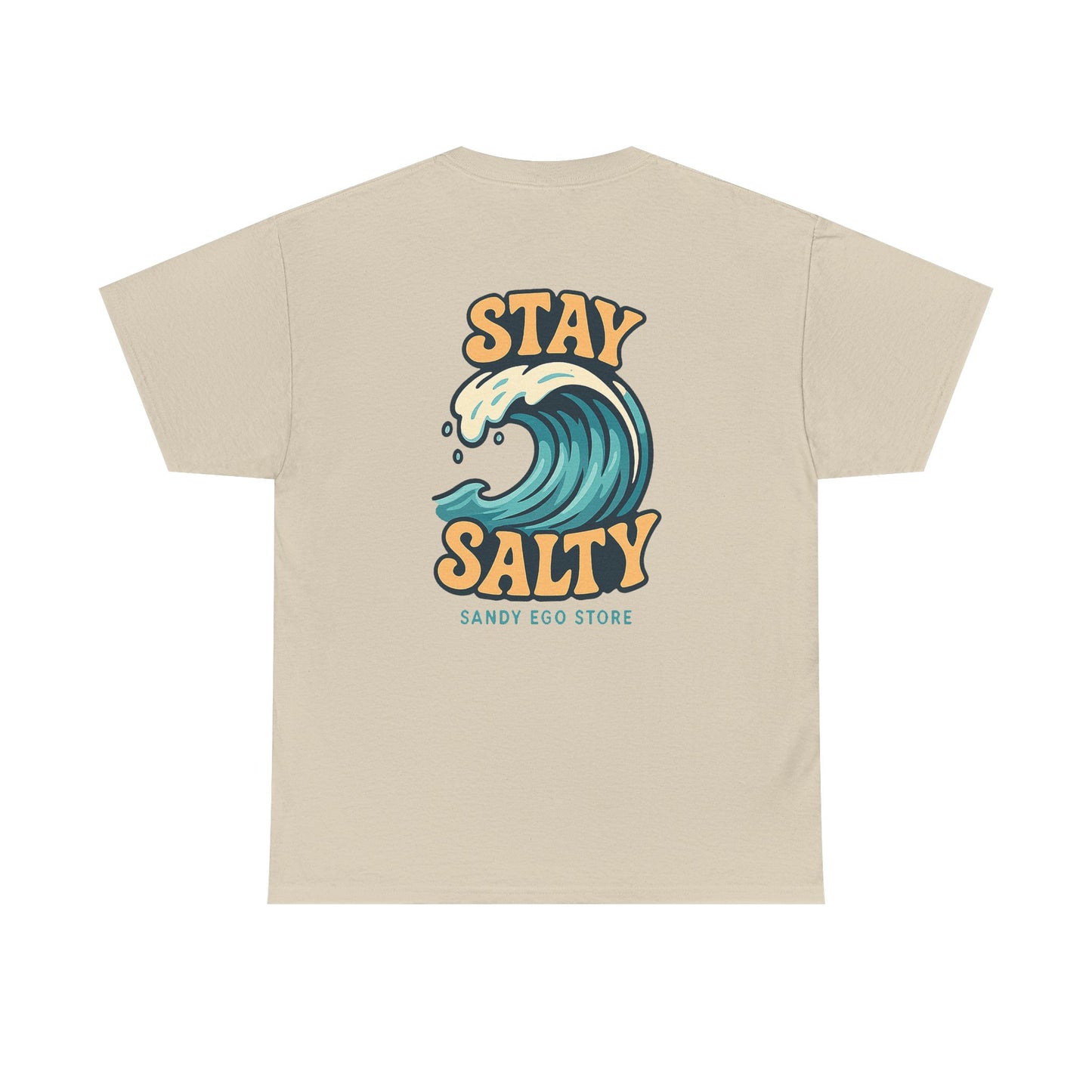 Stay Salty Unisex Heavy Cotton Tee, Beach Vibes T-Shirt, Casual Summer Wear, Ocean Lover Gift, Surfing Apparel
