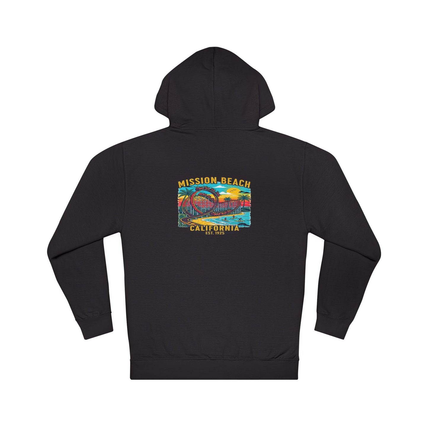 Mission Beach CA Hooded Sweatshirt, Beach Vibes, Casual Wear, Gift for Him/Her
