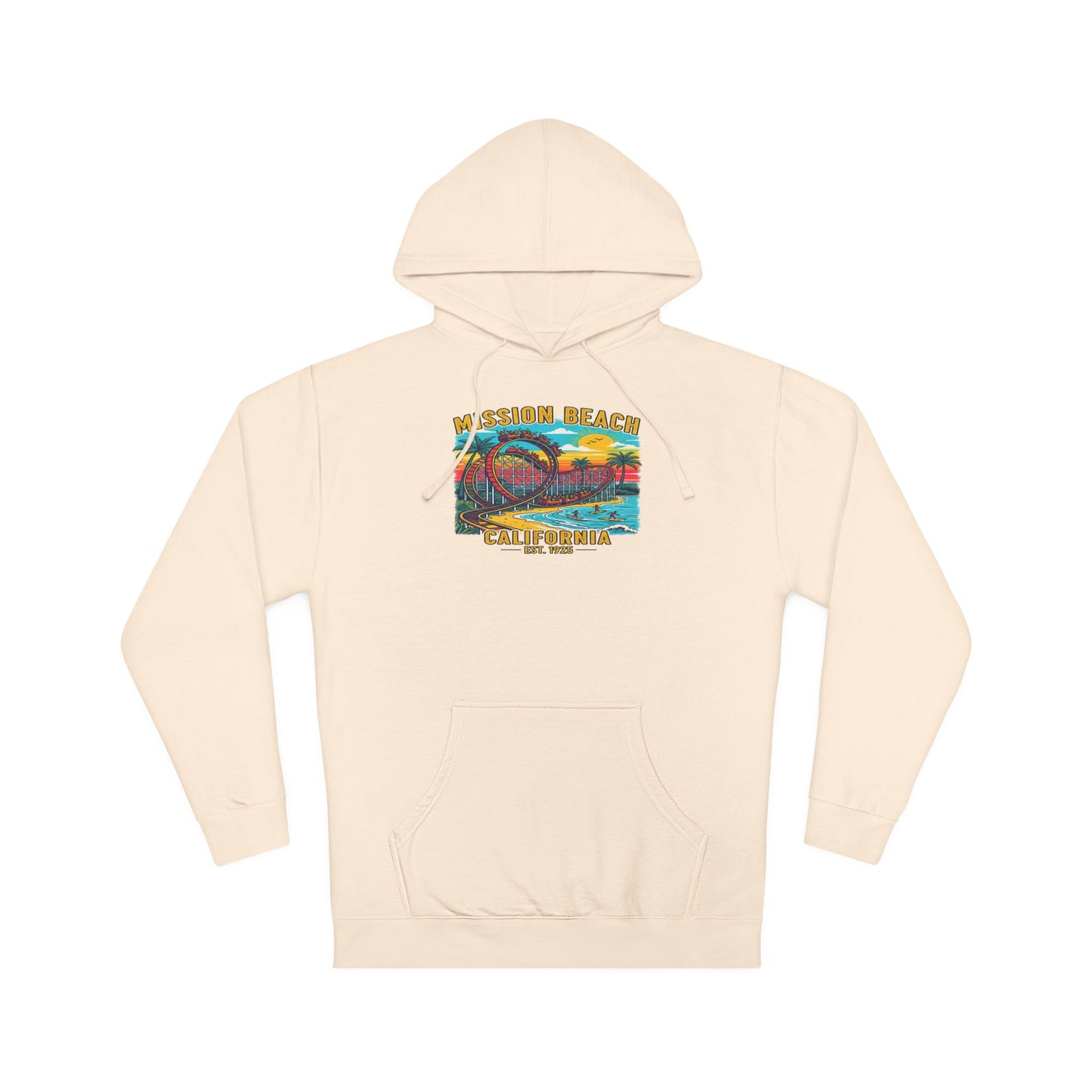 Mission Beach CA Hooded Sweatshirt, Beach Vibes, Casual Wear, Gift for Him/Her