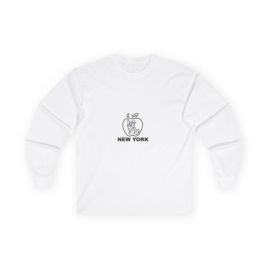 New York Apple Long Sleeve Tee, Unisex Cotton Shirt, NYC Apparel, Casual Wear, Gift for Travelers, Vintage Style