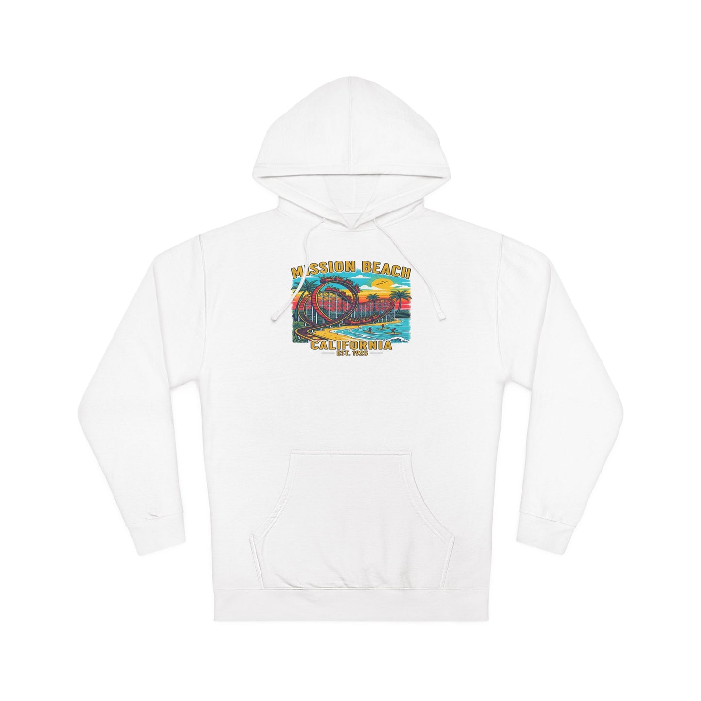 Mission Beach CA Hooded Sweatshirt, Beach Vibes, Casual Wear, Gift for Him/Her