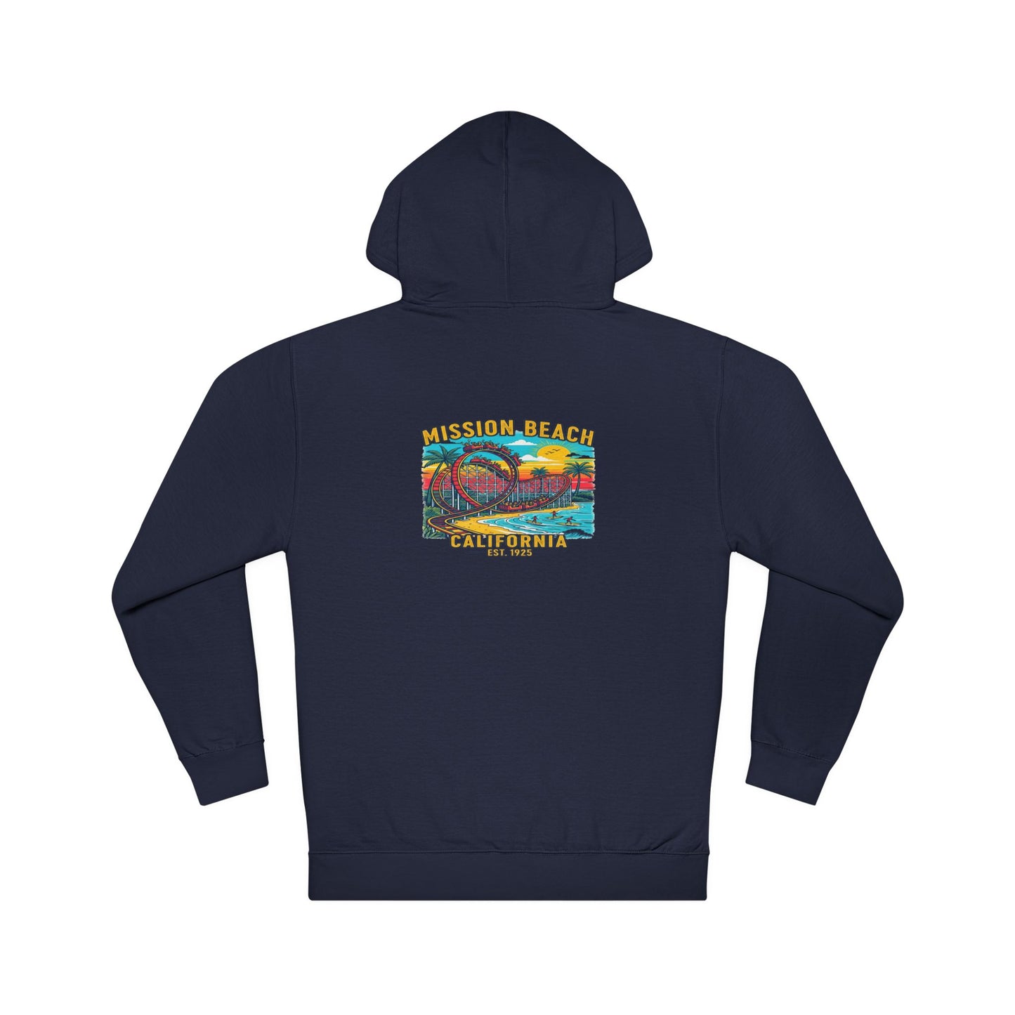 Mission Beach CA Hooded Sweatshirt, Beach Vibes, Casual Wear, Gift for Him/Her