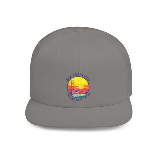 San Francisco Sunset Flat Bill Snapback Cap, Summer Hat, Unisex Baseball Cap, Casual Wear, Travel Accessories, Gift for Him/Her