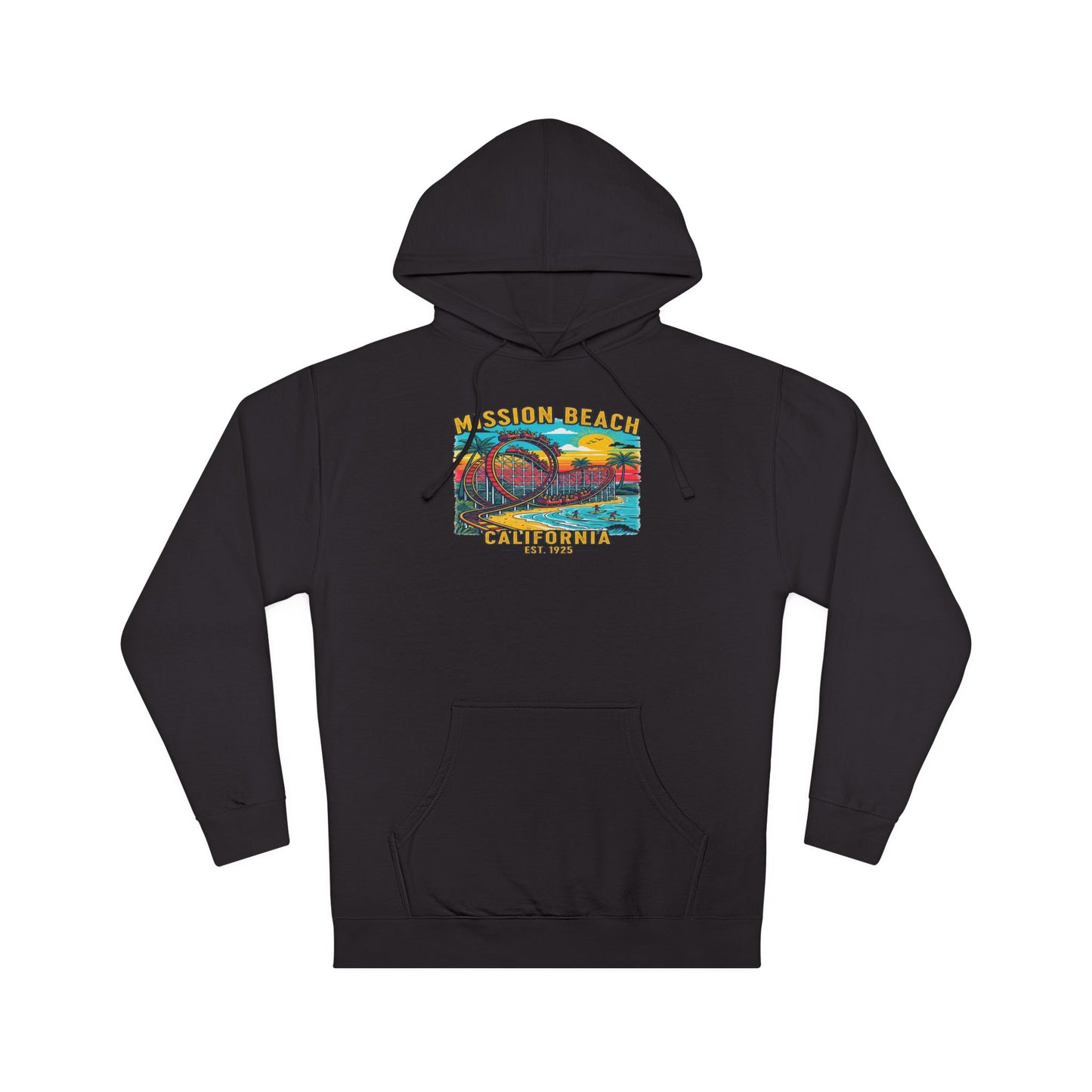 Mission Beach CA Hooded Sweatshirt, Beach Vibes, Casual Wear, Gift for Him/Her