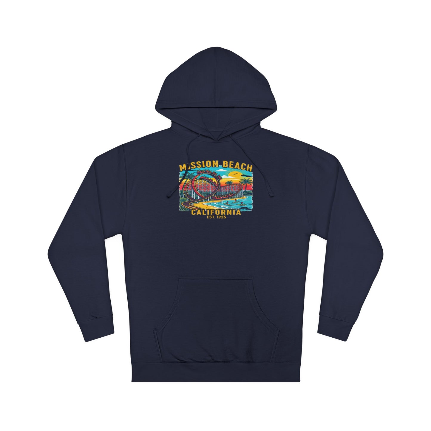 Mission Beach CA Hooded Sweatshirt, Beach Vibes, Casual Wear, Gift for Him/Her