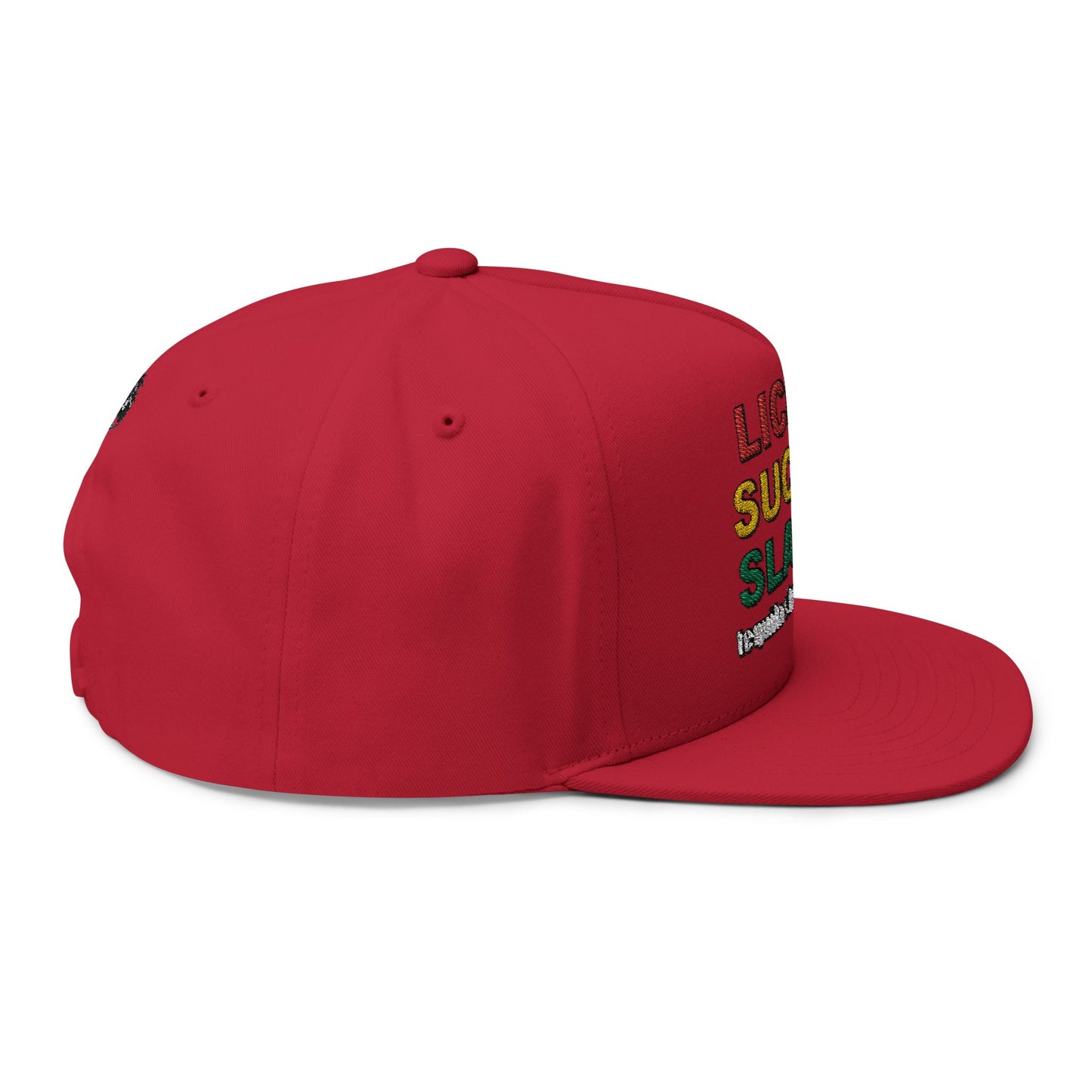 LICK IT SUCK IT SLAM IT Embroidered Flat Bill Cap with Fun Slogan, Trendy Baseball Hat for Parties, Gift for Friends, Holiday Accessory, Cool Streetwear