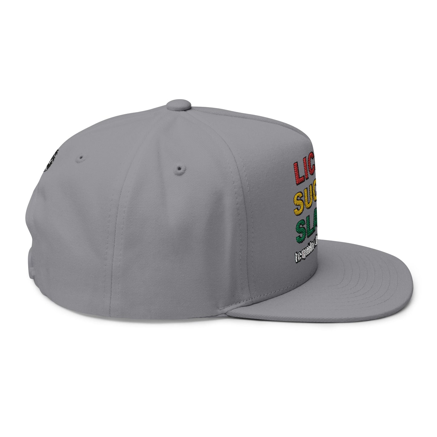 LICK IT SUCK IT SLAM IT Embroidered Flat Bill Cap with Fun Slogan, Trendy Baseball Hat for Parties, Gift for Friends, Holiday Accessory, Cool Streetwear