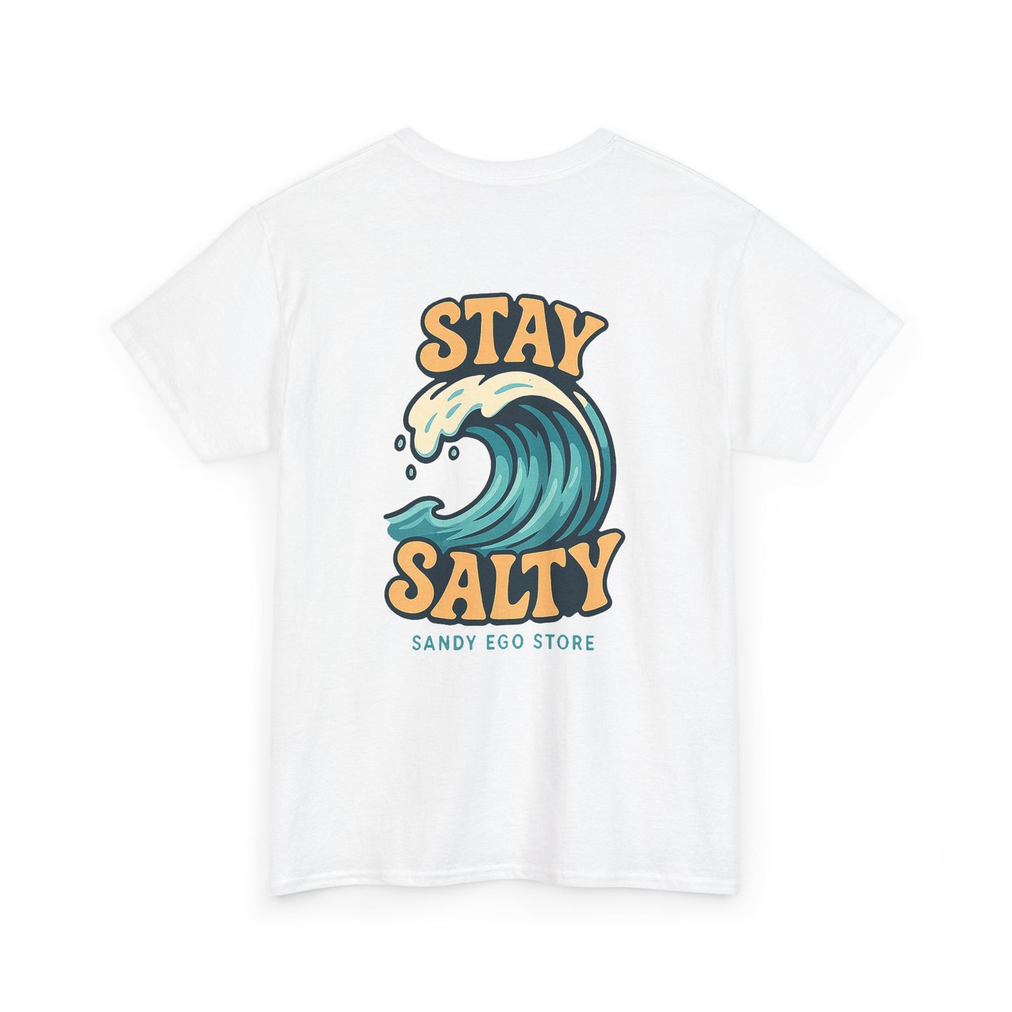 Stay Salty Unisex Heavy Cotton Tee, Beach Vibes T-Shirt, Casual Summer Wear, Ocean Lover Gift, Surfing Apparel