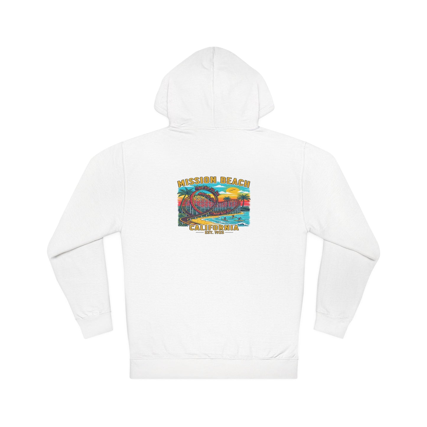 Mission Beach CA Hooded Sweatshirt, Beach Vibes, Casual Wear, Gift for Him/Her
