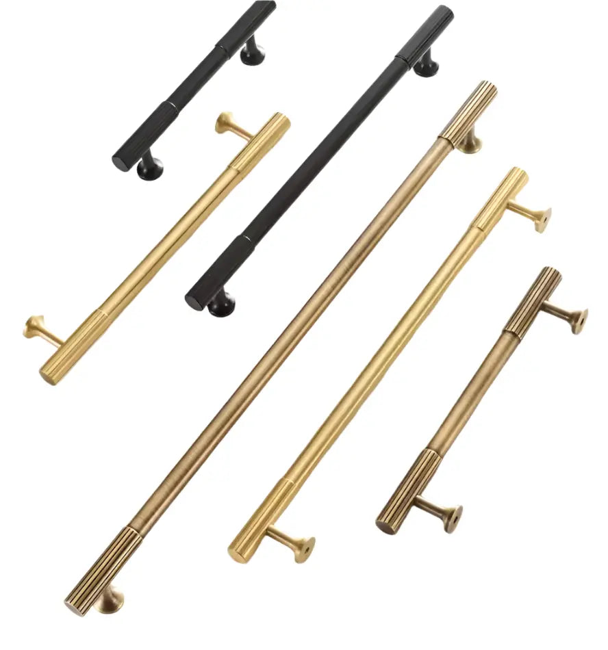 Matte Black Textured Solid Brass Modern Cabinet Handles & Knobs – Modern Elegance with a Tactile Touch
