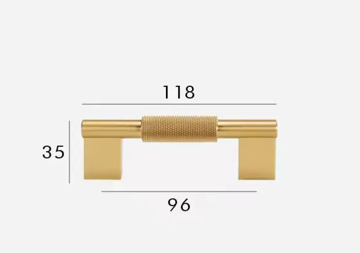 Satin Brass Cabinet Handles - Modern Knurled Solid Brass Pulls – Industrial Chic Hardware
