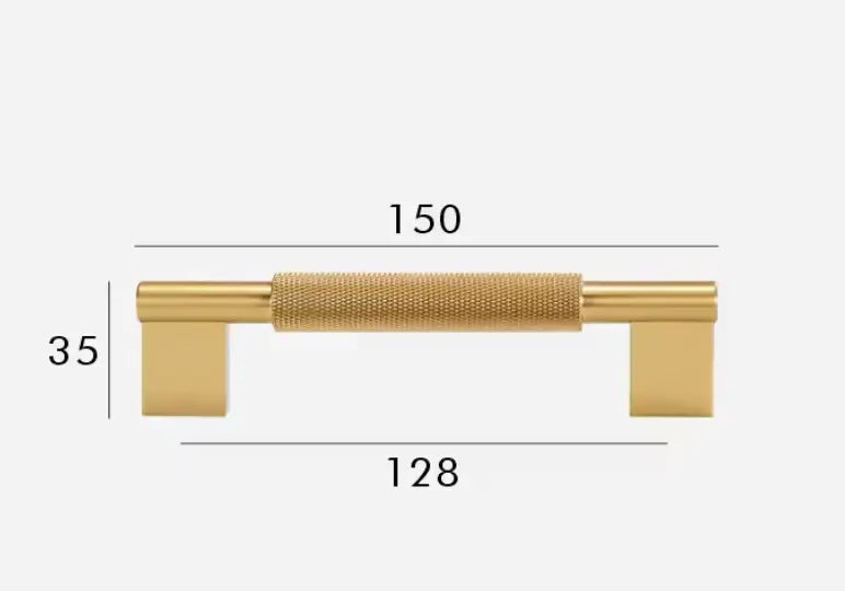 Satin Brass Cabinet Handles - Modern Knurled Solid Brass Pulls – Industrial Chic Hardware