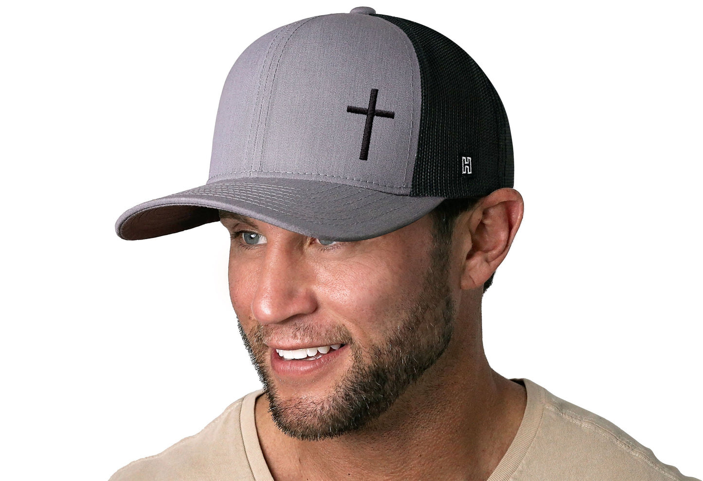 Cross Trucker Hat | Gray Black Christian Snapback