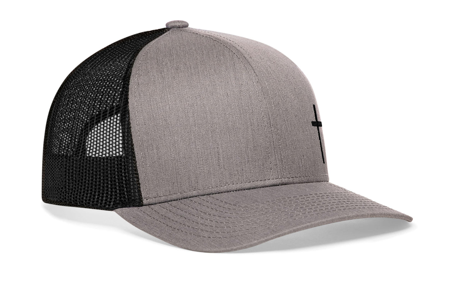 Cross Trucker Hat | Gray Black Christian Snapback