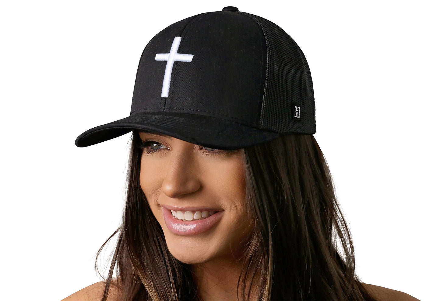 Cross Trucker Hat | Black Christian 3D Puff Snapback
