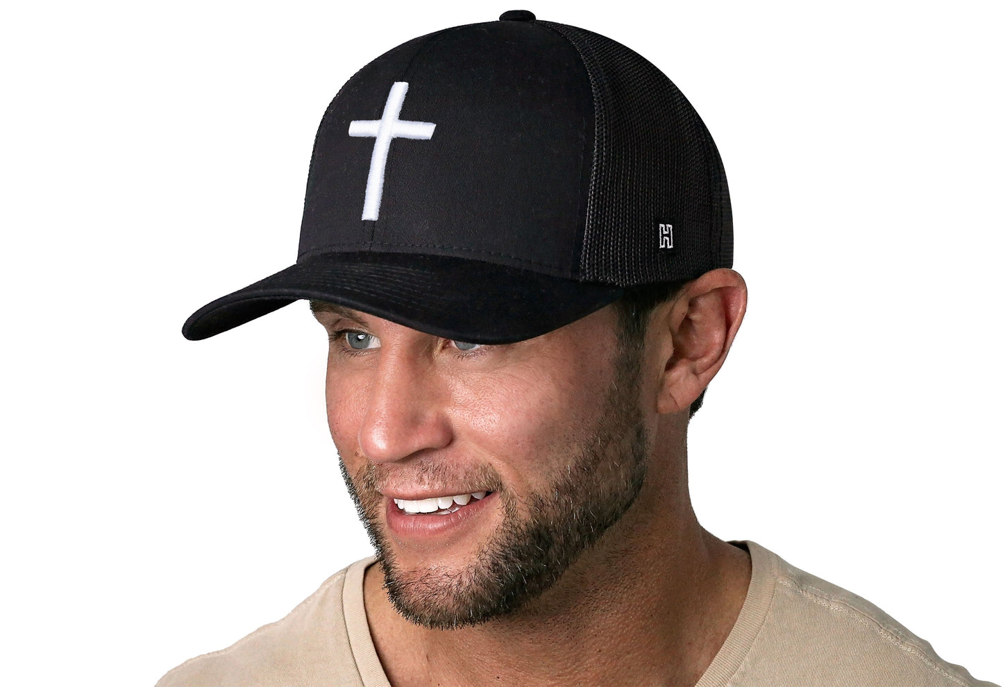 Cross Trucker Hat | Black Christian 3D Puff Snapback