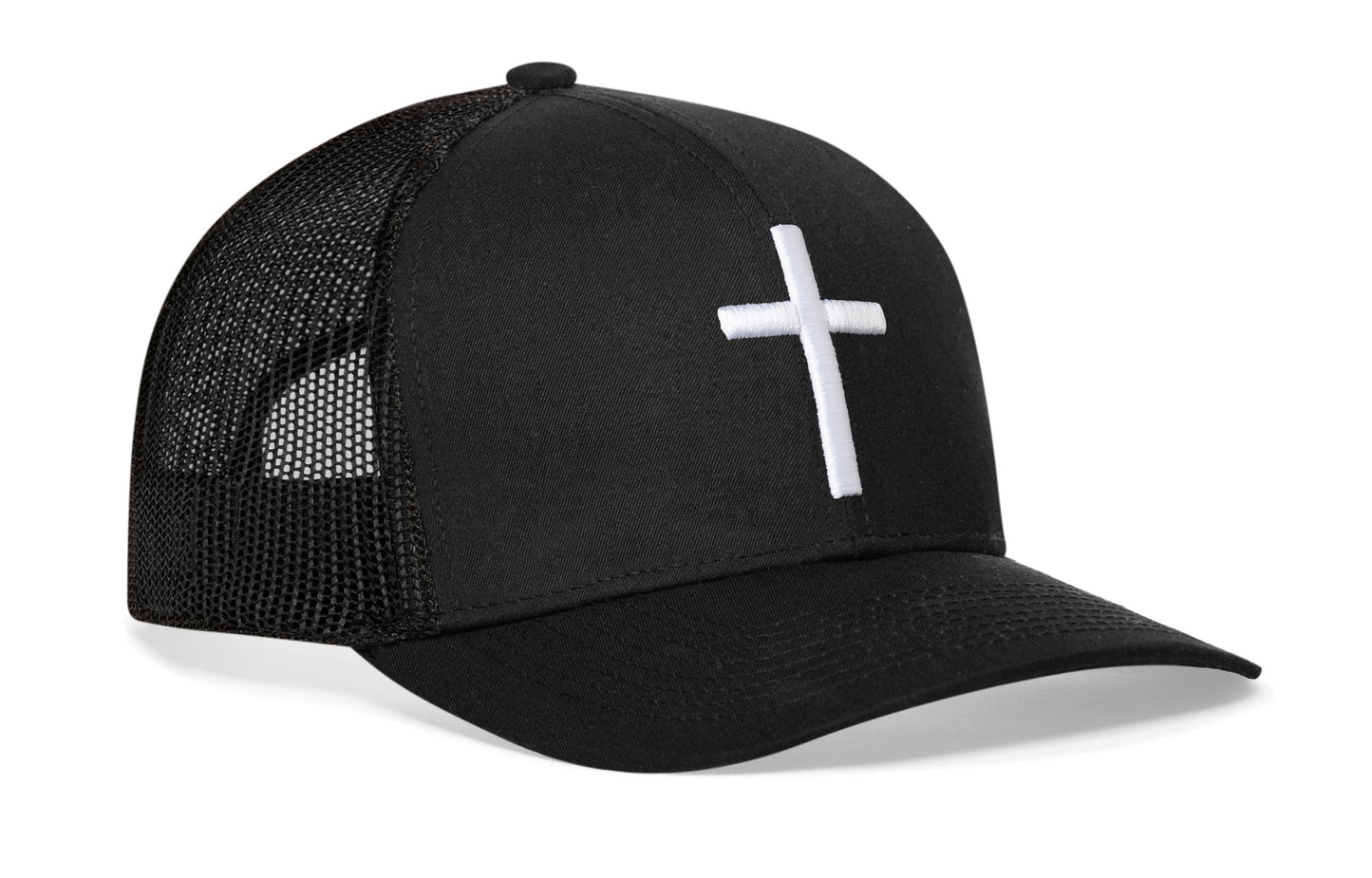 Cross Trucker Hat | Black Christian 3D Puff Snapback