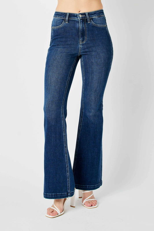 Judy Blue Full Size Hw Angled Side Seam Detail Flare Jeans