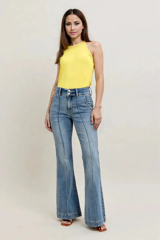 Judy Blue Full Size High-Waist Flare Denim Jeans with Front Seam Detail