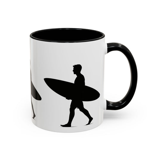Surfing Silhouette Accent Coffee Mug - Perfect Gift for Beach Lovers, Surfers