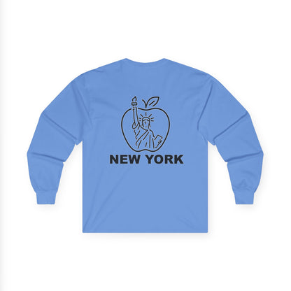 New York Apple Long Sleeve Tee, Unisex Cotton Shirt, NYC Apparel, Casual Wear, Gift for Travelers, Vintage Style