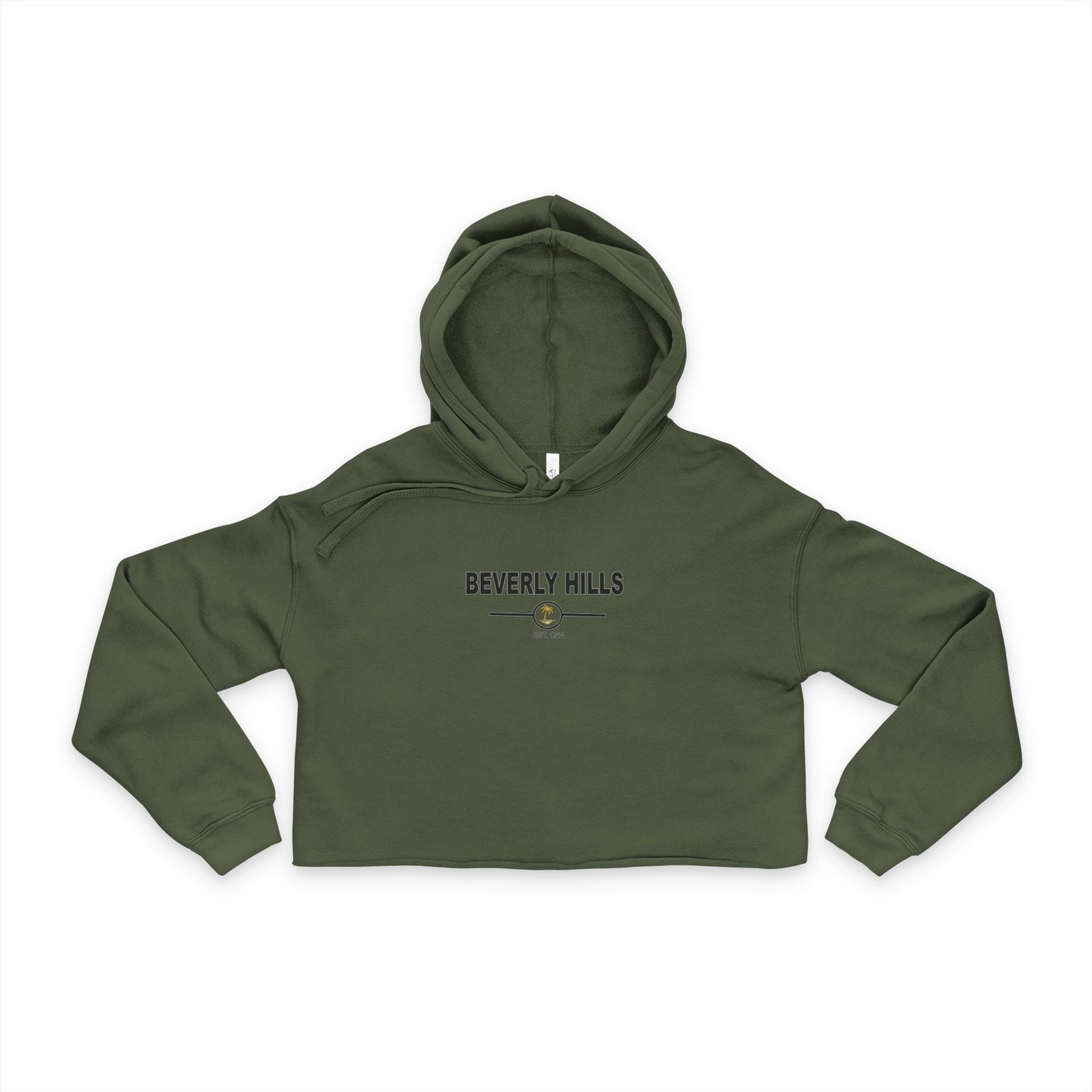 Black Cropped Hoodie for Women, Beverly Hills Trendy Pullover Sweatshirt