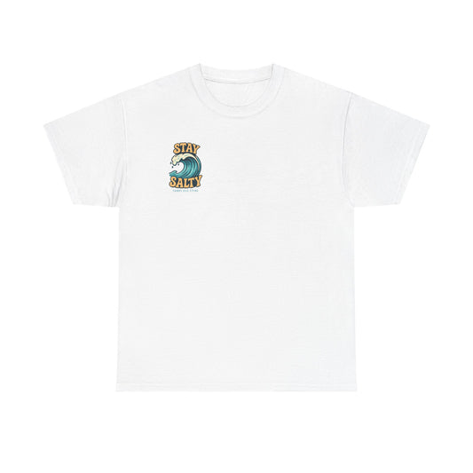 Stay Salty Unisex Heavy Cotton Tee, Beach Vibes T-Shirt, Casual Summer Wear, Ocean Lover Gift, Surfing Apparel