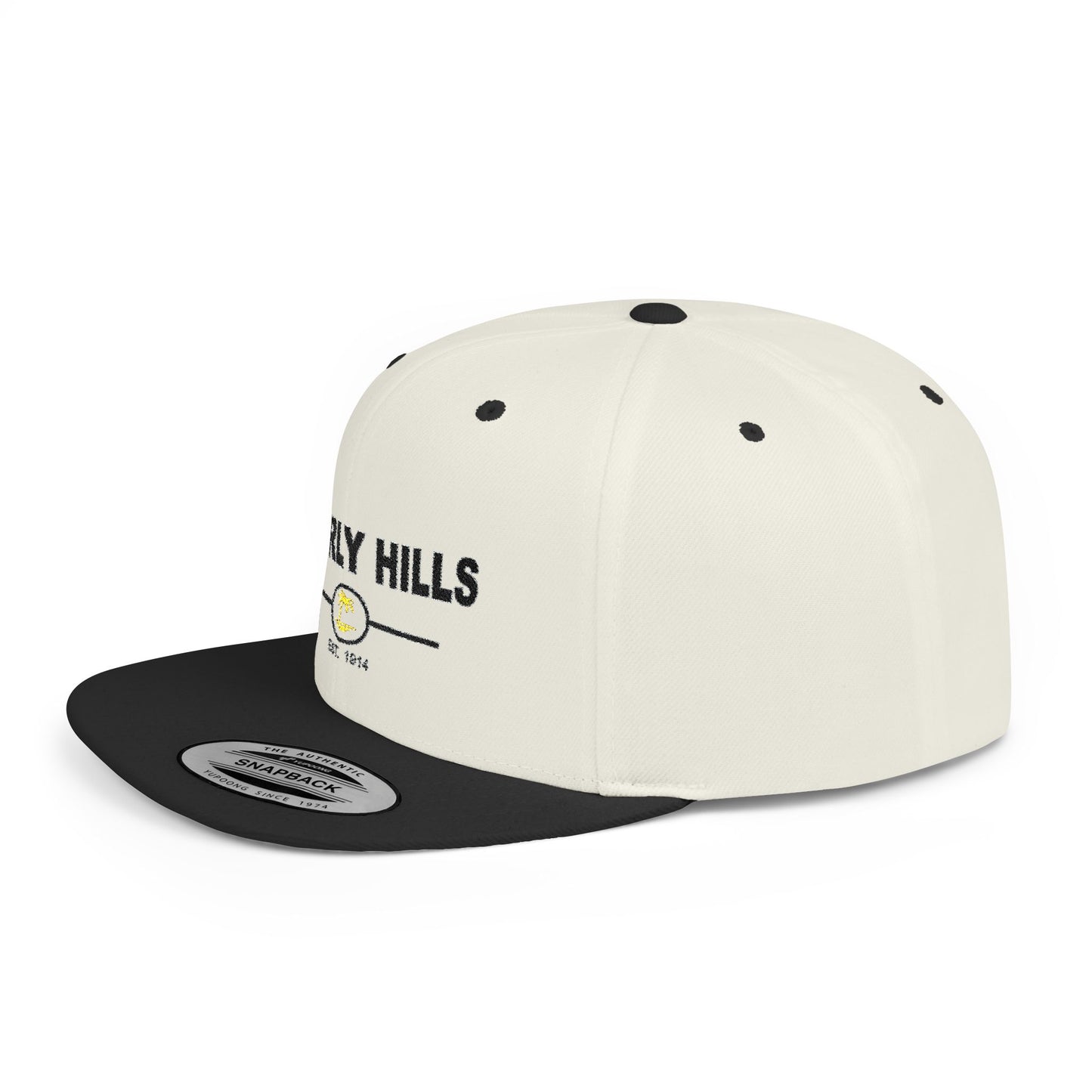 Stylish Beverly Hills Flat Bill Snapback Hat, Trendy Cap for Fashion Lovers, Casual Wear, Sun Protection, Gift for Him/Her