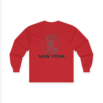 New York Apple Long Sleeve Tee, Unisex Cotton Shirt, NYC Apparel, Casual Wear, Gift for Travelers, Vintage Style