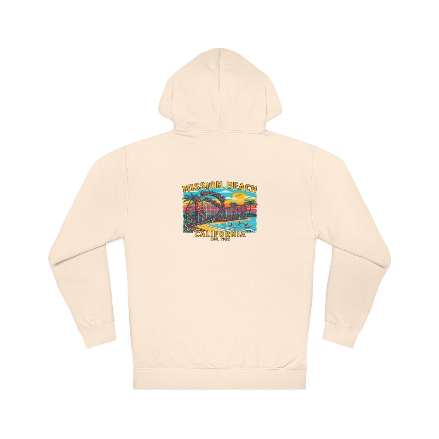 Mission Beach CA Hooded Sweatshirt, Beach Vibes, Casual Wear, Gift for Him/Her