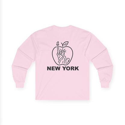 New York Apple Long Sleeve Tee, Unisex Cotton Shirt, NYC Apparel, Casual Wear, Gift for Travelers, Vintage Style