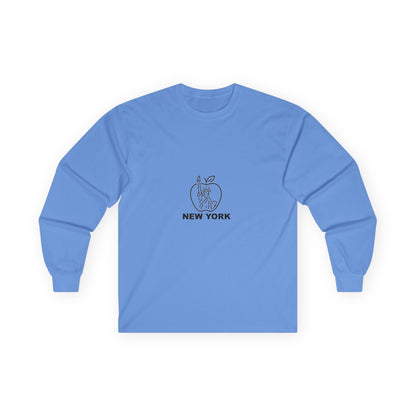 New York Apple Long Sleeve Tee, Unisex Cotton Shirt, NYC Apparel, Casual Wear, Gift for Travelers, Vintage Style