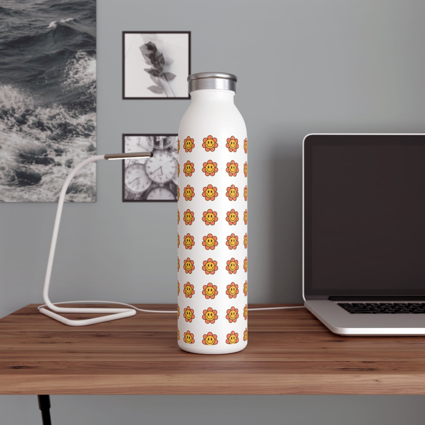 Smiling Sleek Water Bottle - Stylish Hydration for Fitness & Everyday Use, Eco-Friendly Drinkware