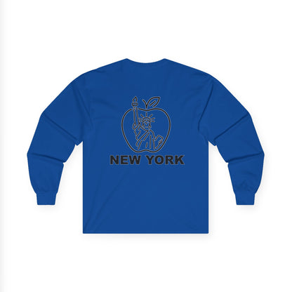 New York Apple Long Sleeve Tee, Unisex Cotton Shirt, NYC Apparel, Casual Wear, Gift for Travelers, Vintage Style