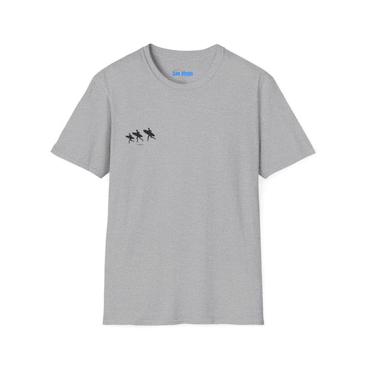 Surfing Silhouette Unisex T-Shirt, Beach Lover Gift, Casual Summer Wear, Stylish Tee