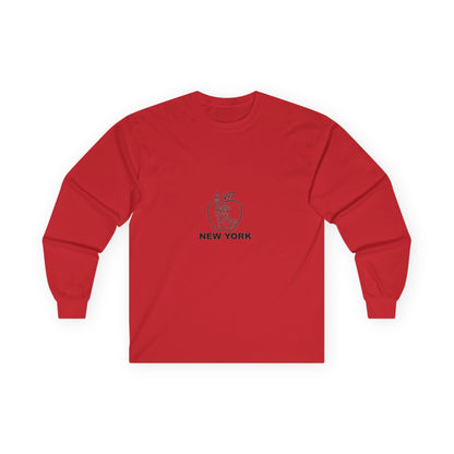 New York Apple Long Sleeve Tee, Unisex Cotton Shirt, NYC Apparel, Casual Wear, Gift for Travelers, Vintage Style