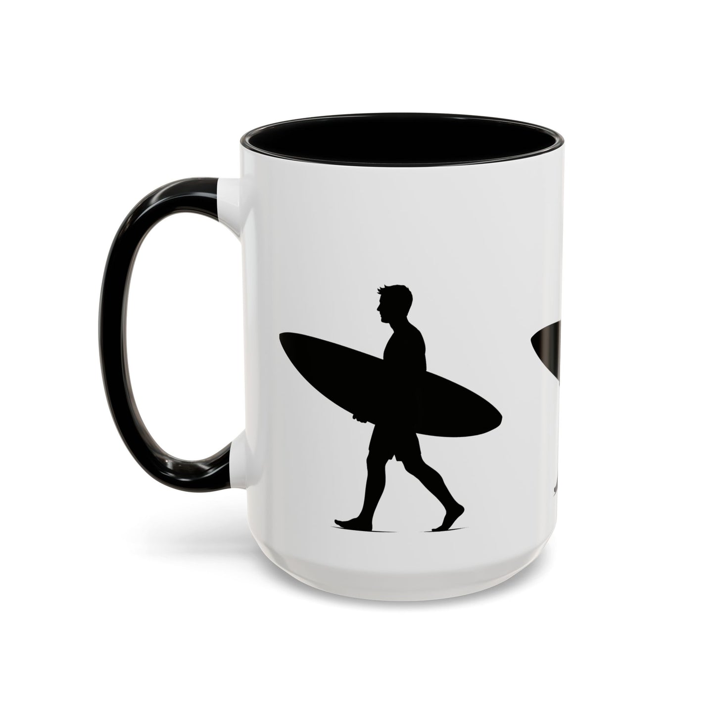 Surfing Silhouette Accent Coffee Mug - Perfect Gift for Beach Lovers, Surfers