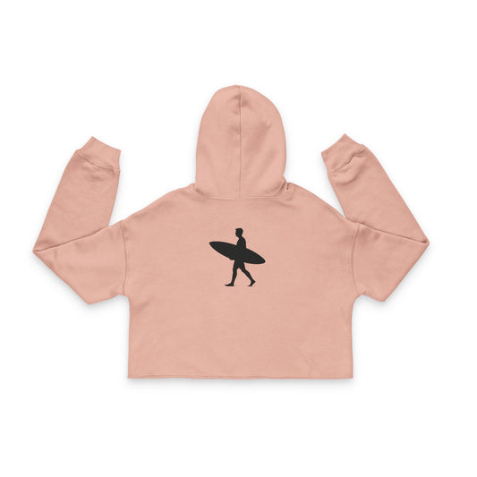 Surfer walking Chic Women's Cropped Hoodie, Casual Surf Style Pullover