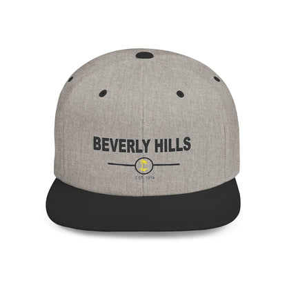 Stylish Beverly Hills Flat Bill Snapback Hat, Trendy Cap for Fashion Lovers, Casual Wear, Sun Protection, Gift for Him/Her