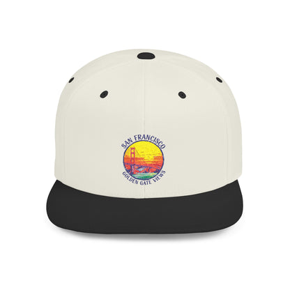 San Francisco Sunset Flat Bill Snapback Cap, Summer Hat, Unisex Baseball Cap, Casual Wear, Travel Accessories, Gift for Him/Her