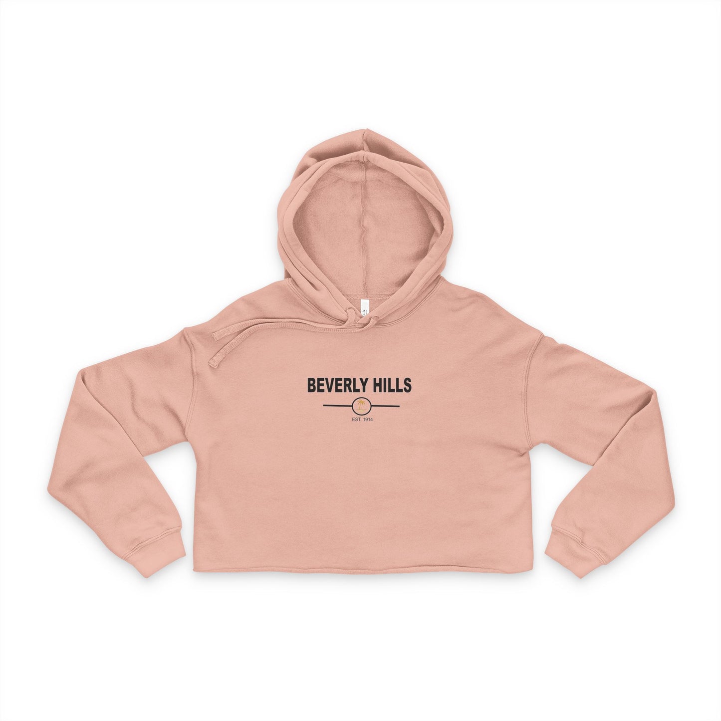 Black Cropped Hoodie for Women, Beverly Hills Trendy Pullover Sweatshirt