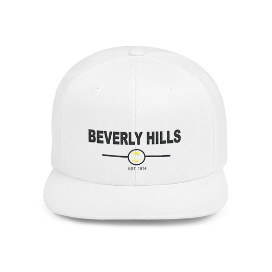 Stylish Beverly Hills Flat Bill Snapback Hat, Trendy Cap for Fashion Lovers, Casual Wear, Sun Protection, Gift for Him/Her