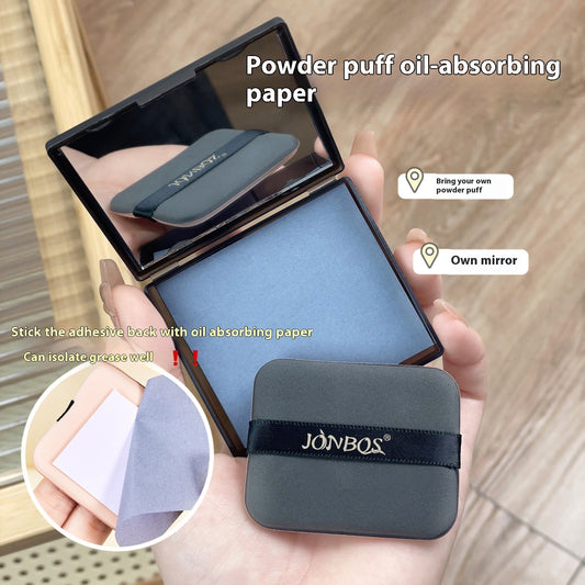 Portable Cleaning Oil-absorbing Sheets With Powder Puff Facial Oily Skin Refreshing Oil Removing Bamboo Charcoal Oil Control
