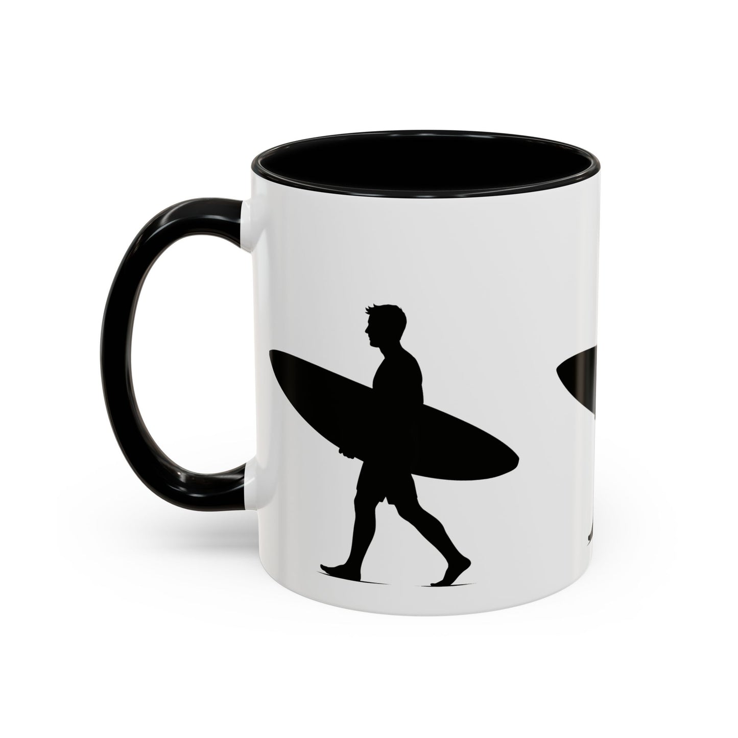 Surfing Silhouette Accent Coffee Mug - Perfect Gift for Beach Lovers, Surfers
