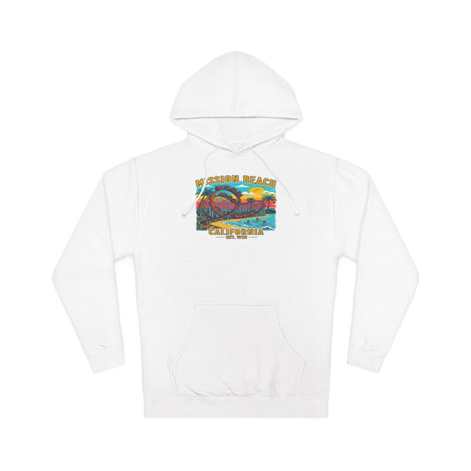 Mission Beach CA Hooded Sweatshirt, Beach Vibes, Casual Wear, Gift for Him/Her