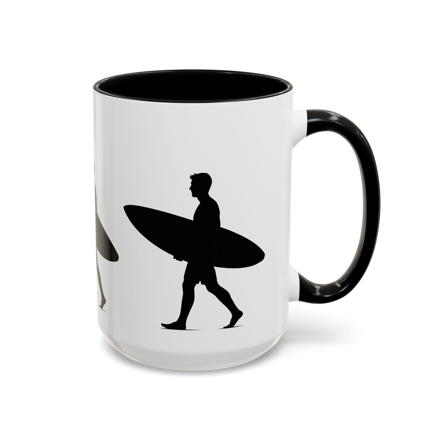 Surfing Silhouette Accent Coffee Mug - Perfect Gift for Beach Lovers, Surfers