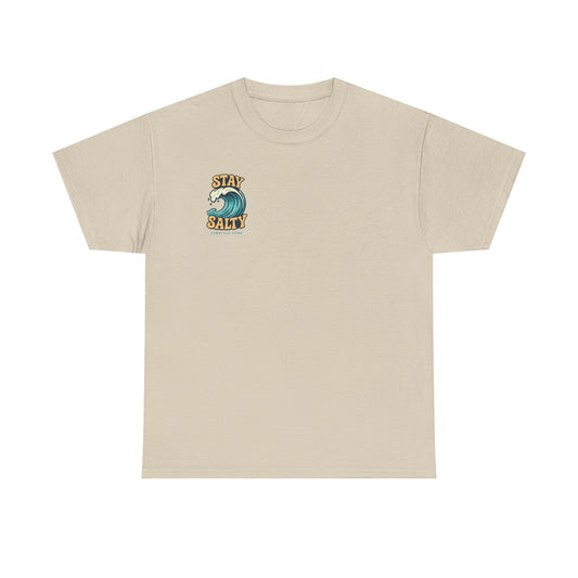 Stay Salty Unisex Heavy Cotton Tee, Beach Vibes T-Shirt, Casual Summer Wear, Ocean Lover Gift, Surfing Apparel